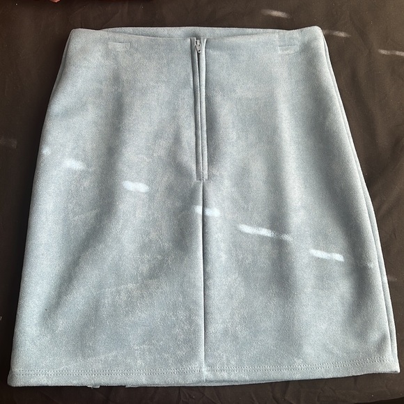 Dusty Blue Velvet Skirt With Back Zipper - Picture 3 of 4